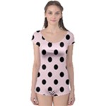 Polka Dots - Black on Piggy Pink Boyleg Leotard (Ladies)