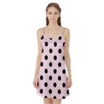 Polka Dots - Black on Piggy Pink Satin Night Slip