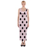 Polka Dots - Black on Piggy Pink Fitted Maxi Dress
