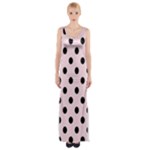 Polka Dots - Black on Piggy Pink Maxi Thigh Split Dress