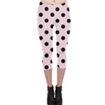 Polka Dots - Black on Piggy Pink Capri Leggings