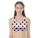 Polka Dots - Black on Piggy Pink Women s Sports Bra with Border