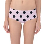Polka Dots - Black on Piggy Pink Mid-Waist Bikini Bottoms