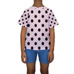 Polka Dots - Black on Piggy Pink Kid s Short Sleeve Swimwear