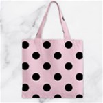Polka Dots - Black on Piggy Pink Zipper Grocery Tote Bag