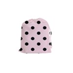 Polka Dots - Black on Piggy Pink Drawstring Pouch (S)