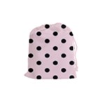 Polka Dots - Black on Piggy Pink Drawstring Pouch (M)