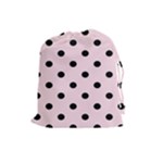 Polka Dots - Black on Piggy Pink Drawstring Pouch (L)