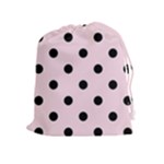 Polka Dots - Black on Piggy Pink Drawstring Pouch (XL)