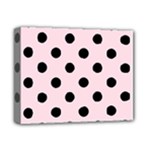 Polka Dots - Black on Piggy Pink Deluxe Canvas 14  x 11  (Stretched)