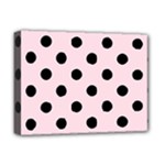 Polka Dots - Black on Piggy Pink Deluxe Canvas 16  x 12  (Stretched)