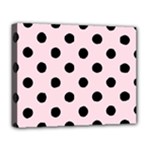 Polka Dots - Black on Piggy Pink Deluxe Canvas 20  x 16  (Stretched)