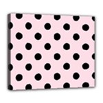 Polka Dots - Black on Piggy Pink Deluxe Canvas 24  x 20  (Stretched)