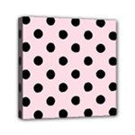 Polka Dots - Black on Piggy Pink Mini Canvas 6  x 6  (Stretched)