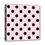 Polka Dots - Black on Piggy Pink Mini Canvas 8  x 8  (Stretched)
