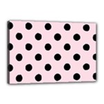 Polka Dots - Black on Piggy Pink Canvas 18  x 12  (Stretched)