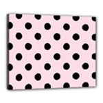 Polka Dots - Black on Piggy Pink Canvas 20  x 16  (Stretched)