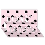 Polka Dots - Black on Piggy Pink Best Friends 3D Greeting Card (8x4)