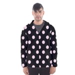 Polka Dots - Piggy Pink on Black Hooded Wind Breaker (Men)