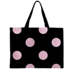 Polka Dots - Piggy Pink on Black Zipper Mini Tote Bag