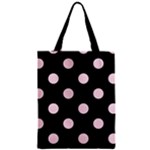 Polka Dots - Piggy Pink on Black Zipper Classic Tote Bag