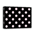 Polka Dots - Piggy Pink on Black Deluxe Canvas 16  x 12  (Stretched)