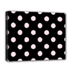 Polka Dots - Piggy Pink on Black Deluxe Canvas 20  x 16  (Stretched)