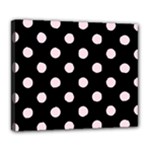 Polka Dots - Piggy Pink on Black Deluxe Canvas 24  x 20  (Stretched)