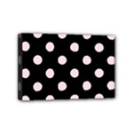 Polka Dots - Piggy Pink on Black Mini Canvas 6  x 4  (Stretched)