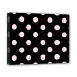 Polka Dots - Piggy Pink on Black Canvas 10  x 8  (Stretched)