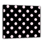 Polka Dots - Piggy Pink on Black Canvas 24  x 20  (Stretched)