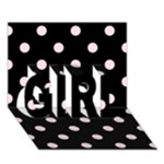 Polka Dots - Piggy Pink on Black GIRL 3D Greeting Card (7x5)