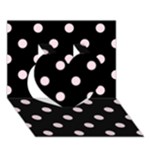Polka Dots - Piggy Pink on Black Heart 3D Greeting Card (7x5)