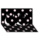 Polka Dots - Piggy Pink on Black Twin Hearts 3D Greeting Card (8x4)