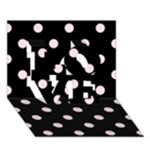 Polka Dots - Piggy Pink on Black LOVE 3D Greeting Card (7x5)