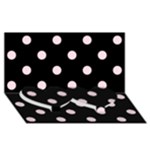 Polka Dots - Piggy Pink on Black Twin Heart Bottom 3D Greeting Card (8x4)