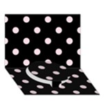 Polka Dots - Piggy Pink on Black Circle Bottom 3D Greeting Card (7x5)