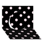 Polka Dots - Piggy Pink on Black Circle 3D Greeting Card (7x5)