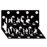 Polka Dots - Piggy Pink on Black Best Wish 3D Greeting Card (8x4)