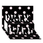 Polka Dots - Piggy Pink on Black WORK HARD 3D Greeting Card (7x5)
