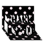 Polka Dots - Piggy Pink on Black THANK YOU 3D Greeting Card (7x5)