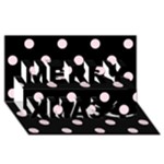 Polka Dots - Piggy Pink on Black Merry Xmas 3D Greeting Card (8x4)