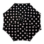 Polka Dots - Piggy Pink on Black Golf Umbrella