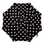Polka Dots - Piggy Pink on Black Hook Handle Umbrella (Small)