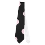 Polka Dots - Piggy Pink on Black Necktie (One Side)