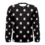 Polka Dots - Pale Pink on Black Men s Long Sleeve T-shirt
