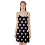Polka Dots - Pale Pink on Black Satin Night Slip