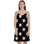 Polka Dots - Pale Pink on Black Women s Reversible Sports Bra with Border