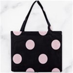Polka Dots - Pale Pink on Black Mini Tote Bag