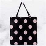 Polka Dots - Pale Pink on Black Grocery Tote Bag